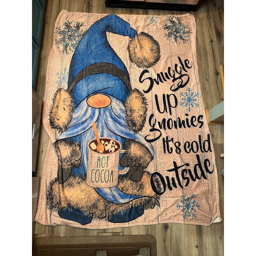 Snuggle Up Gnomies Its Cold Outside Blanket 50"x60" Soft Plush Throw Winter-Them